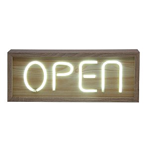 LUMINOSO LED DE MADEIRA E VIDRO  OPEN 42CM X 17CM X 5CM