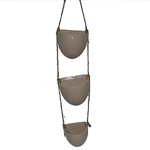 CACHEPOTS DE CERAMICA PARA PAREDE COM ALCA DE CORDA COM 03 C