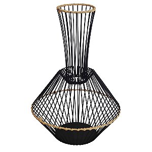 VASO DECORATIVO DE METAL COM DETALHES EM FIBRA SINTETICA