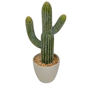 CACTO DECORATIVO EM PLASTICO E CERAMICA BEGE 19CM X 14CM X 4