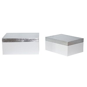 CONJ. DE CAIXAS DE MADEIRA BRANCA 2 PCS G 17,7CM X 8CM X 1