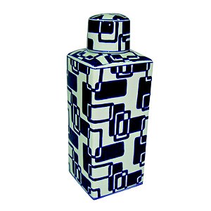 POTE DECORATIVO DE CERAMICA BRANCO E AZUL