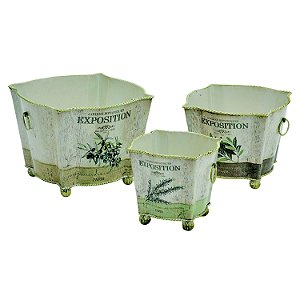 CJ DE CACHEPOTS DE FERRO - 3 PCS