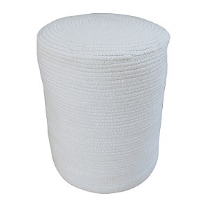 PUFF DE TECIDO BRANCO 35CM X 35CM X 42,2CM
