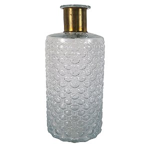 VASO DE VIDRO COM DOURADO 12,5CM X 12,5CM X 27CM