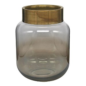 VASO DE VIDRO COM DETALHE EM DOURADO