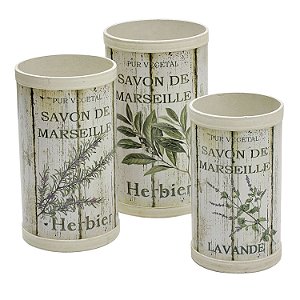 CJ DE CACHEPOTS DE MADEIRA - 3 PCS