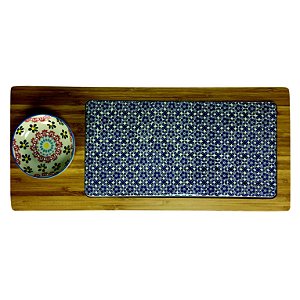 TABUA DE BAMBU C/1 BOWL DE CERA MICA