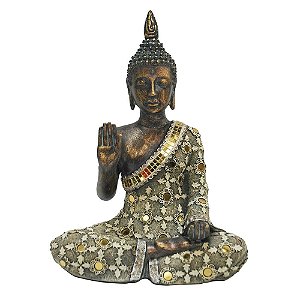 BUDDHA DE RESINA 19CM X 11,5CM X 27,5CM