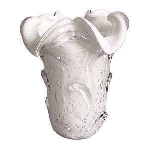 VASO DE VIDRO BRANCO  MURANO 19CM X 24CM