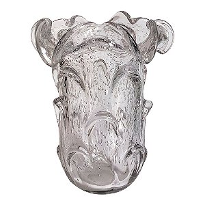VASO DE VIDRO TRANSPARENTE  MURANO 19CM X 24CM