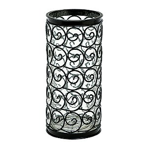 VASO DECORATIVO DE FERRO E VIDRO