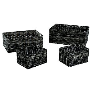 CJ. DE CESTOS PLASTICO MARROM - 4 PCS