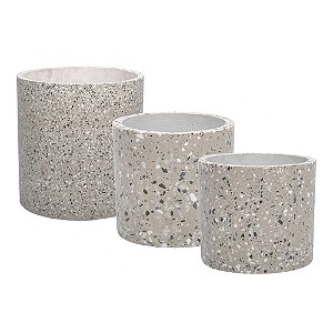 CJ  DE VASOS DE CIMENTO CINZA  3PCS