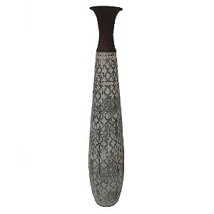 VASO DE CHAO DE METAL RUSTICO MARROM E BRANCO