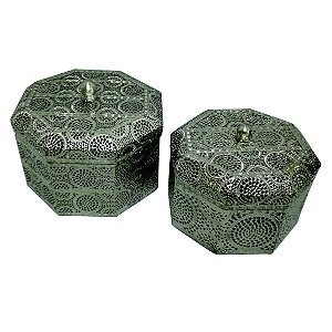 CONJUNTO DE POTES DECORATIVOS DE METAL 2 PCSG 21CM X 21CM X