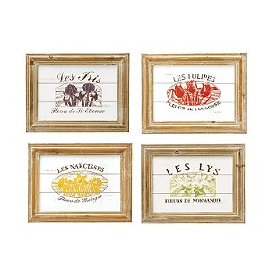 QUADRO DECORATIVO DE MADEIRA CONJUNTO COM 4 PECAS