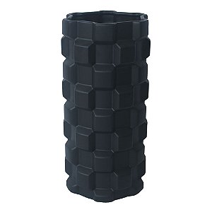 VASO DE CERAMICA COM TEXTURA GEOMETRICA PRETO