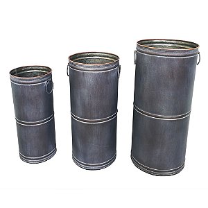 CONJ. DE VASOS DE METAL  3 PCS G  18CM X 39CM M  15CM X 34CM