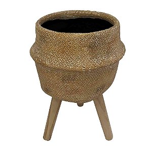 CACHEPOTS DE CIMENTO COM BASE DE MADEIRA