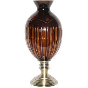 VASO DE VIDRO AMBAR - 20X20X45 CM