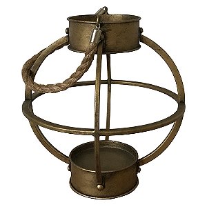 LANTERNA DE METAL COM ALCA DE CORDA 25CM X 11CM X 26,5CM