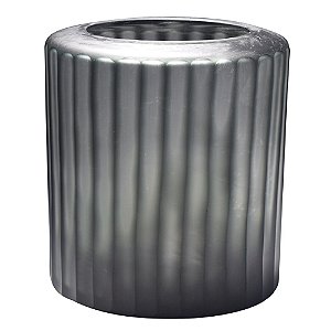 VASO DE VIDRO COM TEXTURA CINZA 17,5CM X 14CM X 20CM