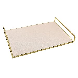 BANDEJA DE METAL E TECIDO 45CM X 30CM X 5CM