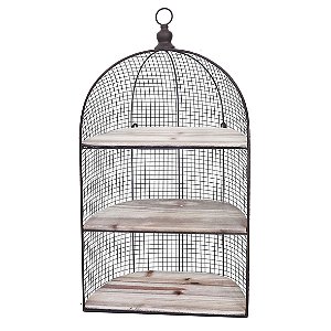 PRATELEIRA DE FERRO E MADEIRA SEXTAVADA 40CM X 15,9CM X 71,4