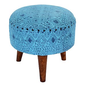 MINI BANCO EM TECIDO E MADEIRA AZUL 40CM X 40CM