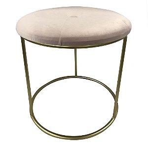 BANQUETA DE METAL E VELUDO ROSE E DOURADO