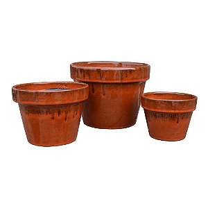 CJ DE 3 VASOS DECORATIVOS DE CERAMICA