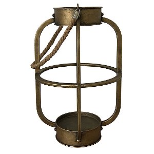LANTERNA DE METAL COM ALCA DE CORDA 24CM X 13CM X 36,5CM