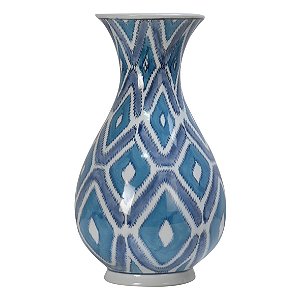 VASO DE PORCELANA GEOMETRICA AZUL 18CM X 18CM X 31CM