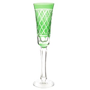 CJ. DE TACAS DE CRISTAL LAPIDADO - 6 PCS - VERDE - 110 ML