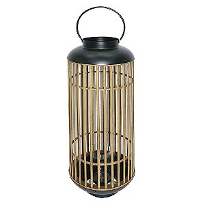 LANTERNA DE BAMBU COM DETALHES EM METAL