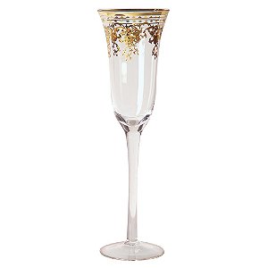CJ. DE TACAS PARA CHAMPAGNE EM VIDRO CRISTALINO COM FILIGRA