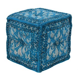 PUFF EM TECIDO AZUL 40CM X 40CM X 40CM