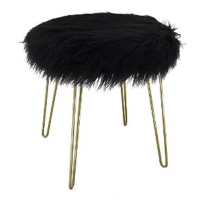 BANQUETA DE METAL DOURADO E TECIDO PRETO