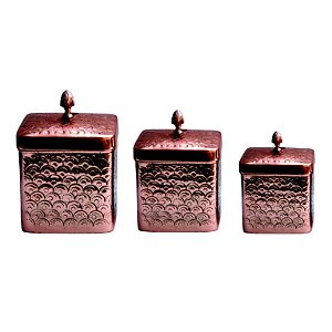 CJ. DE POTES - 3 PCS EM  COBRE G 22CM X 15CM | M 16CM X 1