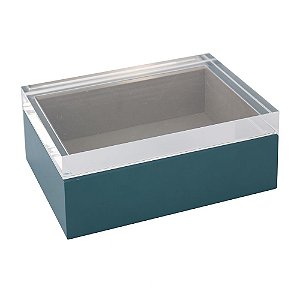 CAIXA DECORATIVA VERDE COM TAMPA DE VIDRO