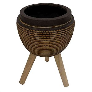 CACHEPOTS DE CIMENTO COM BASE DE MADEIRA