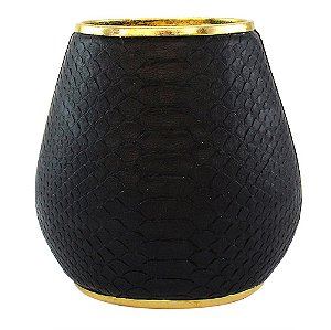VASO TIPO COBRA PRETO E DOURADO 20,5CM X 13,5CM X 20,5CM