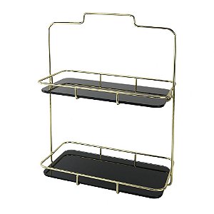 PECA DECORATIVA DE METAL DOURADO E VIDRO PRETO