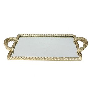 BANDEJA COM ESPELHO DOURADO