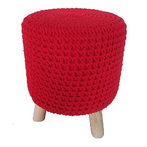 PUFF DE TECIDO COM OS PES DE MADEIRA 30CM X 41CM