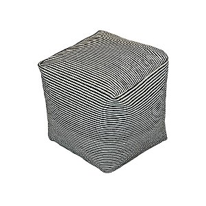 PUFF EM TECIDO PRETO E BRANCO 45CM X 45CM X 45CM