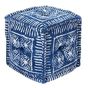 PUFF EM TECIDO AZUL 40CM X 40CM X 40CM