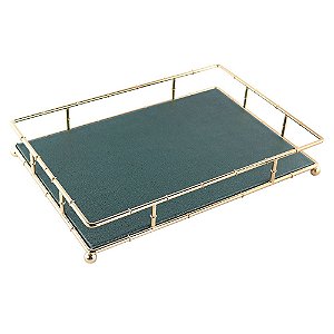 BANDEJA DE METAL E TECIDO 38,2CM X 26,8CM X 6,5CM