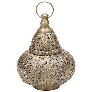 LANTERNA DECORATIVA DE METAL DOURADA